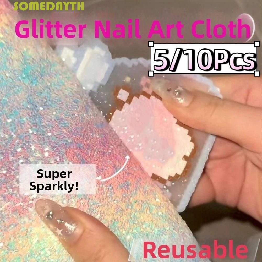 SOMEDAY 5/10 ชิ้นละลายลูกปัดผ้าอบ, ฟิวส์ลูกปัด Non Stick Rainbow Glitter ผ้าอบ, นํากลับมาใช้ใหม่ DIY ทนอุณหภูมิสูงกระดาษกดความร้อนแผ่นพลาสติกโครงการ – โปรปัง