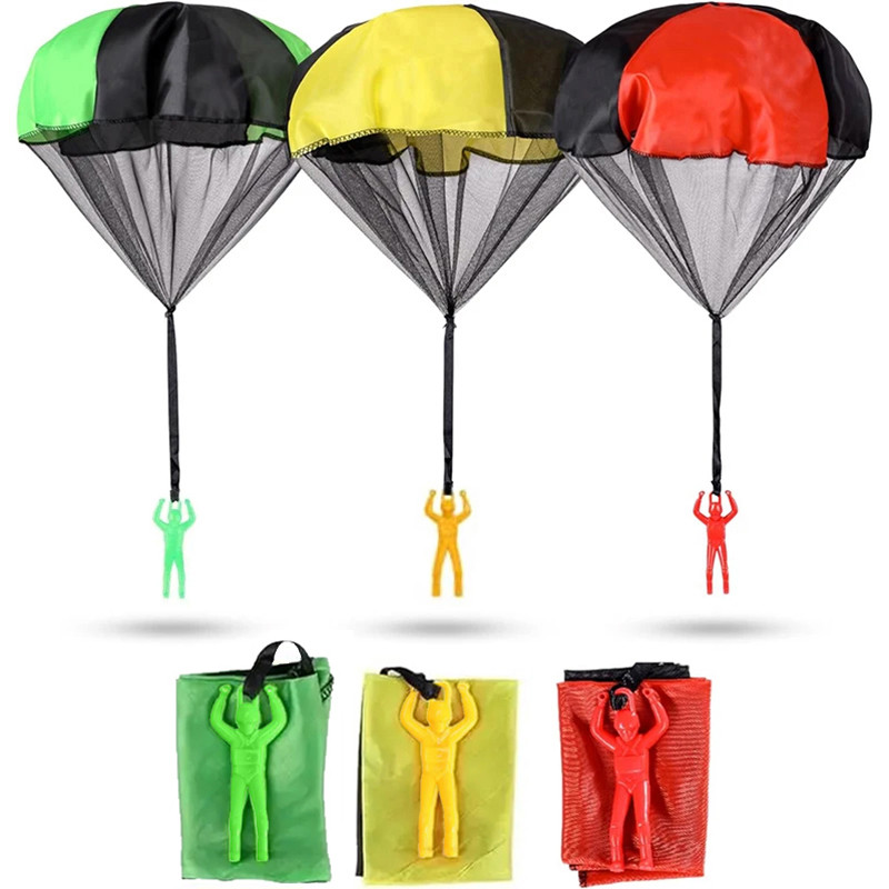 Kids Outdoor Parachute Toy Hand-Thrown Sports Game Set for Boys with Soldiers Ideal for Sensory Play Gifts