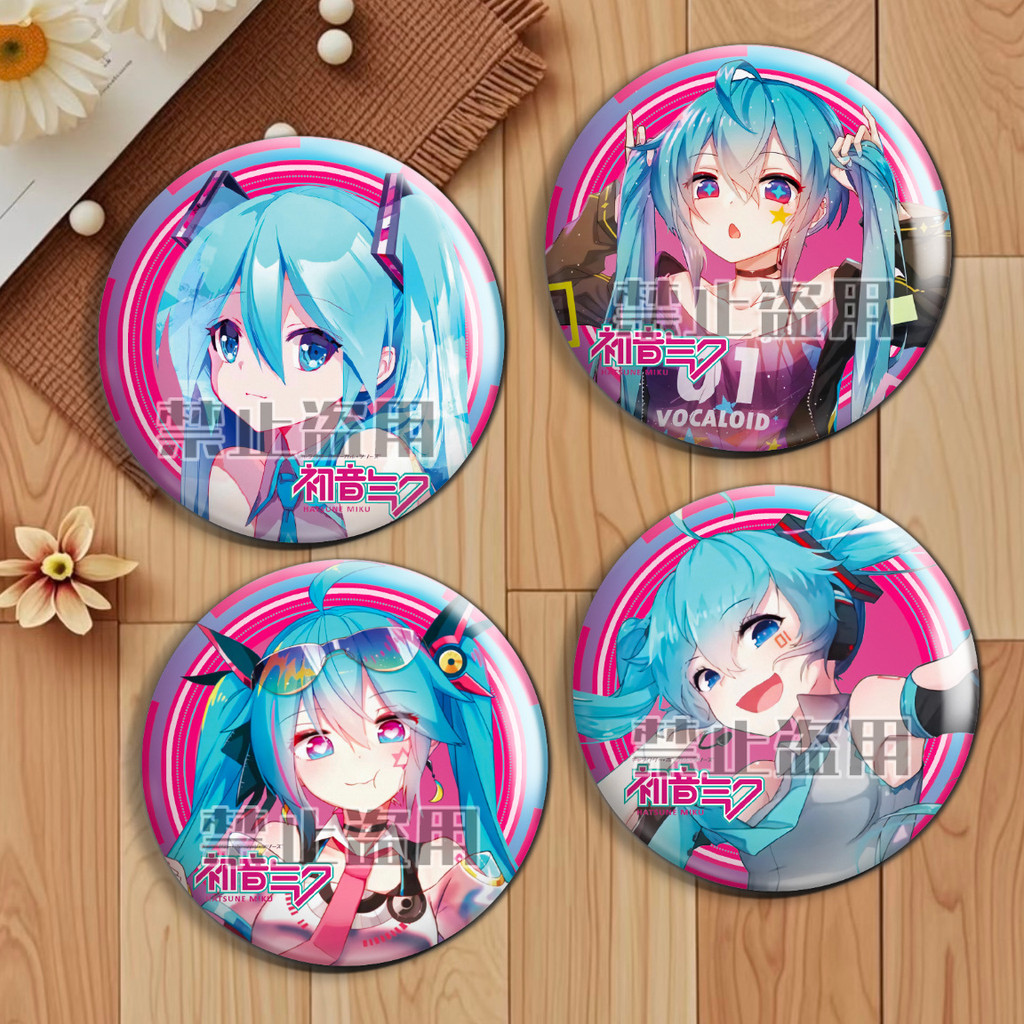 Hatsune Miku Fanmade โฮโลแกรมป้ายคอลเลกชัน 58/75 มม.-Vocaloid อะนิเมะปุ่มดีบุก Pin, ในสต็อก Fan Merc