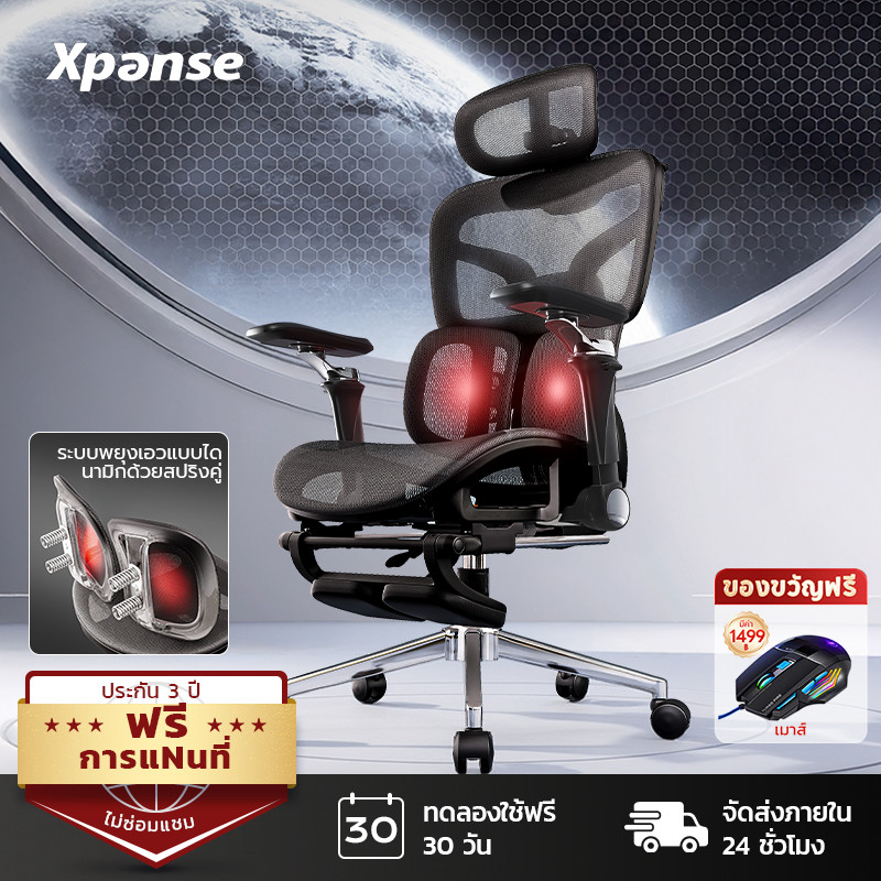 Xpanse Ergonomic Chair, Spring Lumbar Support Two-Zone Back Support, Breathable Mesh Office Chair, W