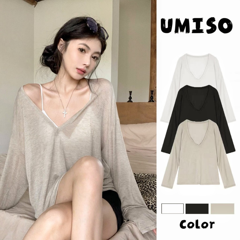ส่งจากไทยทุกวัน 3สี ทรงหลวม เสื้อชีฟองทรง ใส่คลุมได้ทุกงาน ใส่แมทช์เสื้อสายเดี่ยว หรือ บิกินี่ UMISO