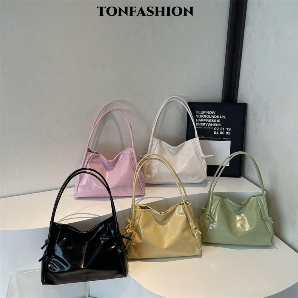 TONFASHION กระเป๋า tote สะพายข้าง PU สำหรับทุกโอกาส ทรงคลาสสิก สไตล์วินเทจ ความจุมากสำหรับสุภาพสตรี