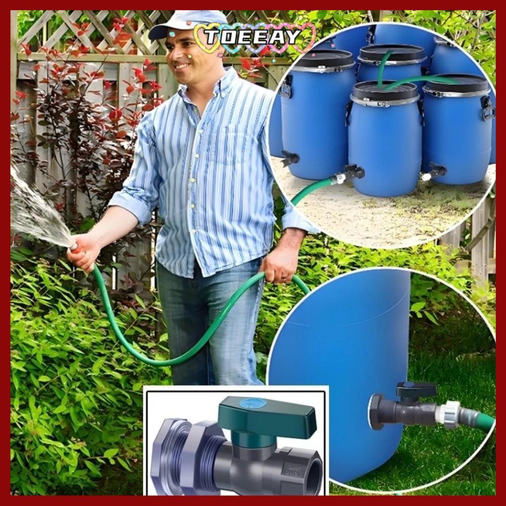TOEAY Garden Diverter, PVC Garden Supplies Rain Barrel Faucet, ทนทาน 3/4 1 นิ้วถังน้ํา Rain Bucket G