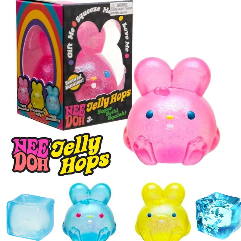 Needoh Jelly Hops Bunny Squeeze Toy Slime สําหรับเด็กผู้ใหญ่ความเครียดบรรเทาและความวิตกกังวลผ่อนคลาย