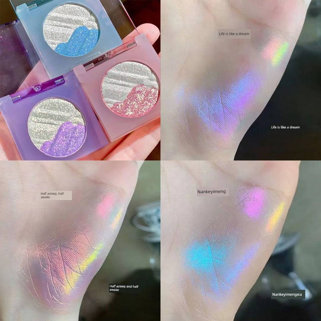 คอนทัวร์ ไฮไลท์ Aurora Magic Color Chameleon Highlight Eyeshadow Female Two-Color Pearlescent Fine F