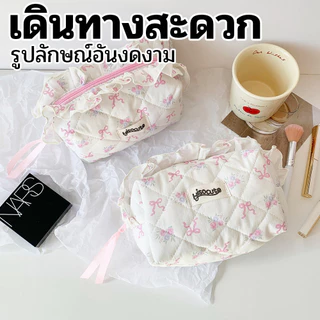 น่ารักผ้าลูกไม้กระเป๋าเครื่องสําอางแบบพกพากุทัณฑ์ถุงเก็บนักเรียนความจุขนาดใหญ่กรณีดินสอ