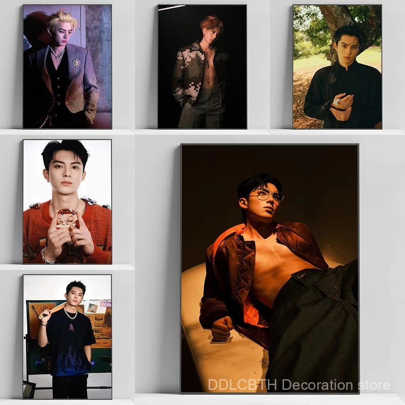6PIL Wang Hedi Dylan Wang Actor โปสเตอร์ตกแต่งบ้านภาพวาดผ้าใบภาพวาดห้องนั่งเล่นตกแต่งโปสเตอร์
