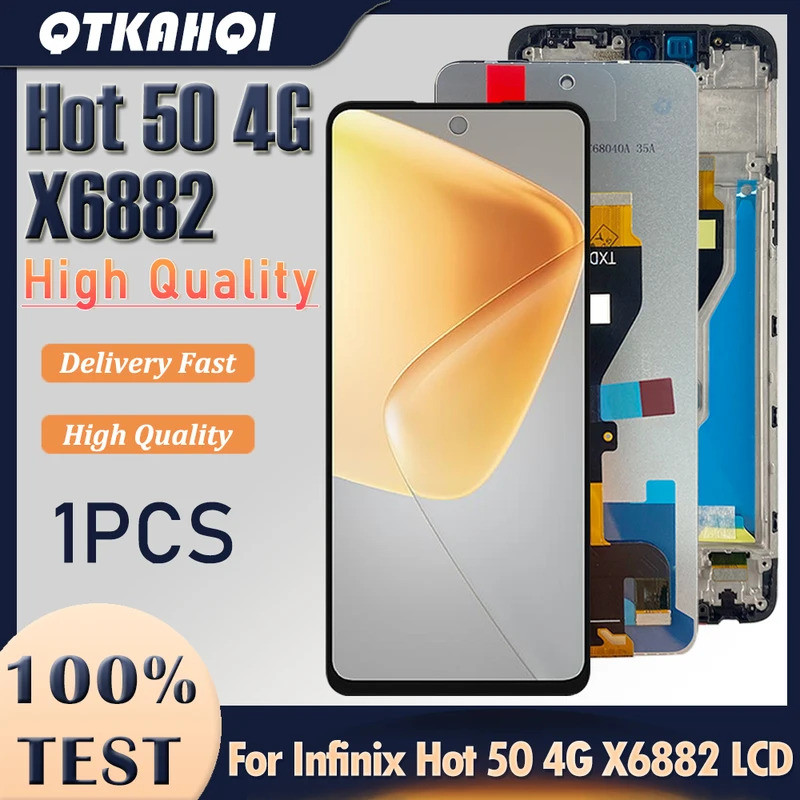 6.78 "สําหรับ Infinix Hot 50 4G LCD X6882 จอแสดงผล Touch Screen Assembly Digitizer สําหรับ Infinix X