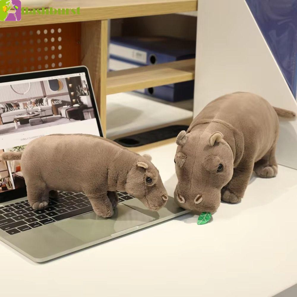 FLASHBURST Hippo Plush Toy, จําลองRealistice Plush Hippo ตุ๊กตา,ตุ๊กตาสัตว์ยัดไส้ 20 ซม.การ์ตูน Hipp