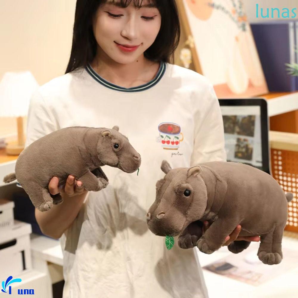 LUNASOL Hippo Plush Toy, ตุ๊กตาจําลองตุ๊กตา Hippo ตุ๊กตาสัตว์น่ารัก 20 ซม.Realistice การ์ตูน Hippopo