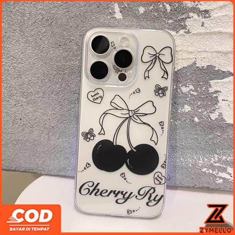 เหมาะสําหรับ OPPO A6S A6X A6 A5X A5 5G A5i A60 PRO A3 A3X A5 PRO A3 PRO A38 A79 A58 A18 A57 2022 A17 A95 Dark TPU กันกระแทกเคสโทรศัพท์โปร่งใสCherry