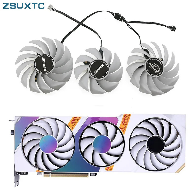 HL สีขาว 85 มม.75 มม.4pin พัดลมระบายความร้อนสําหรับที่มีสีสัน RTX 3060 3070 3080 3060Ti iGame Ultra 