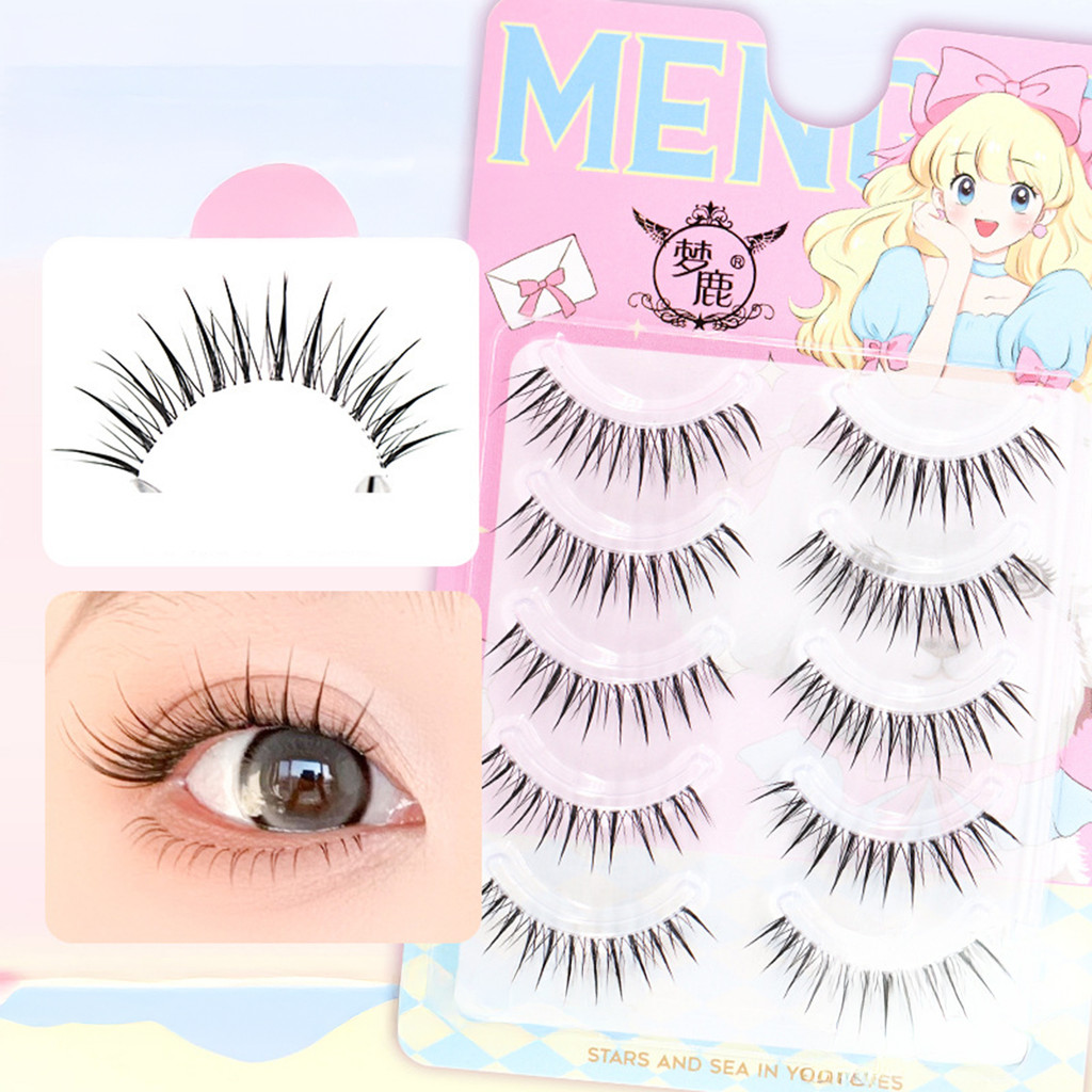 Natural Look Anime Manga Lashes 5 คู่ - Full Strip Lashes สําหรับงานแต่งงานวันที่
