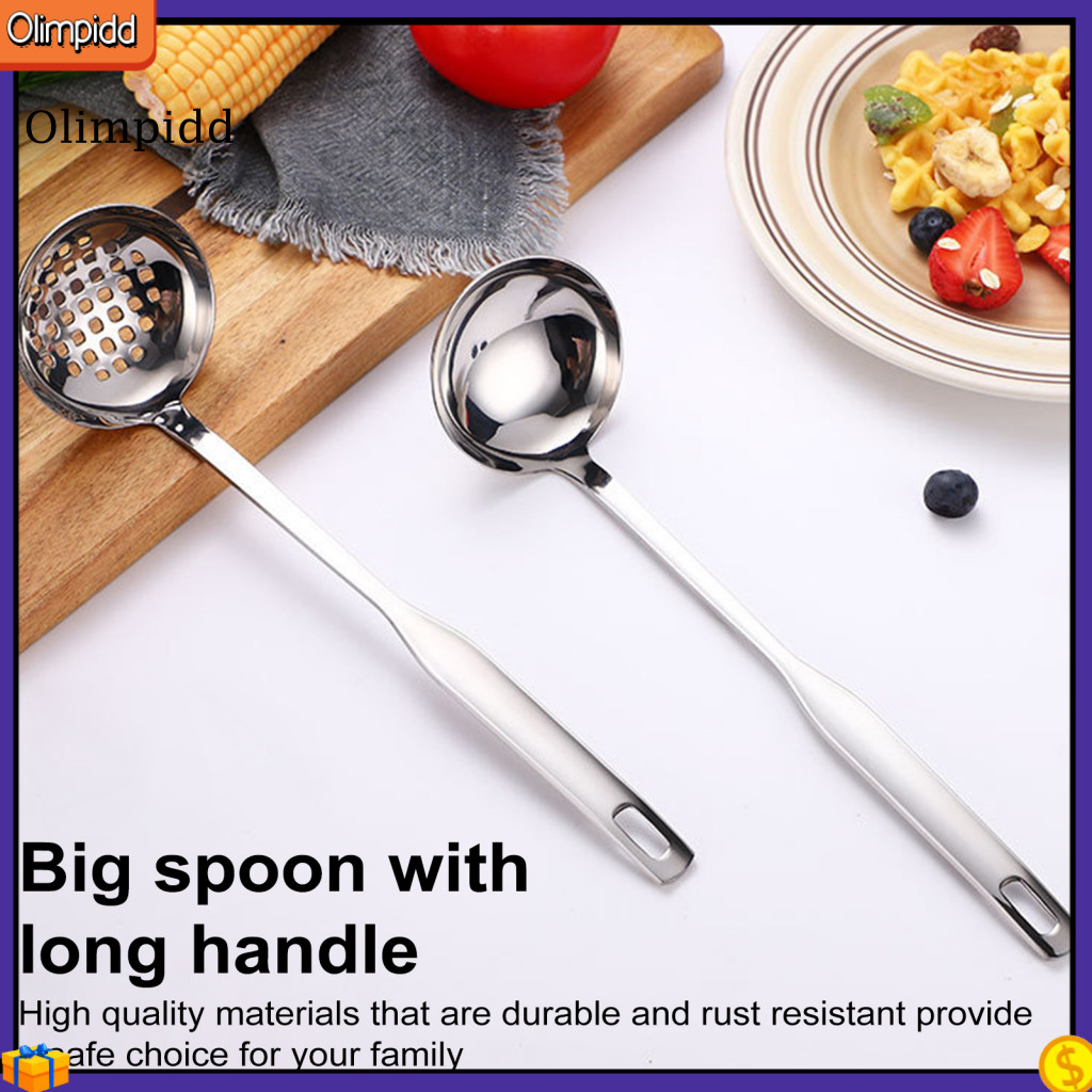 โอลิมปิก| Hotpot ซุป Ladle ช้อนชุด Rust-proof Skimmer ช้อนสแตนเลส Hotpot ซุป Ladle ช้อนกรองทนทาน Slo