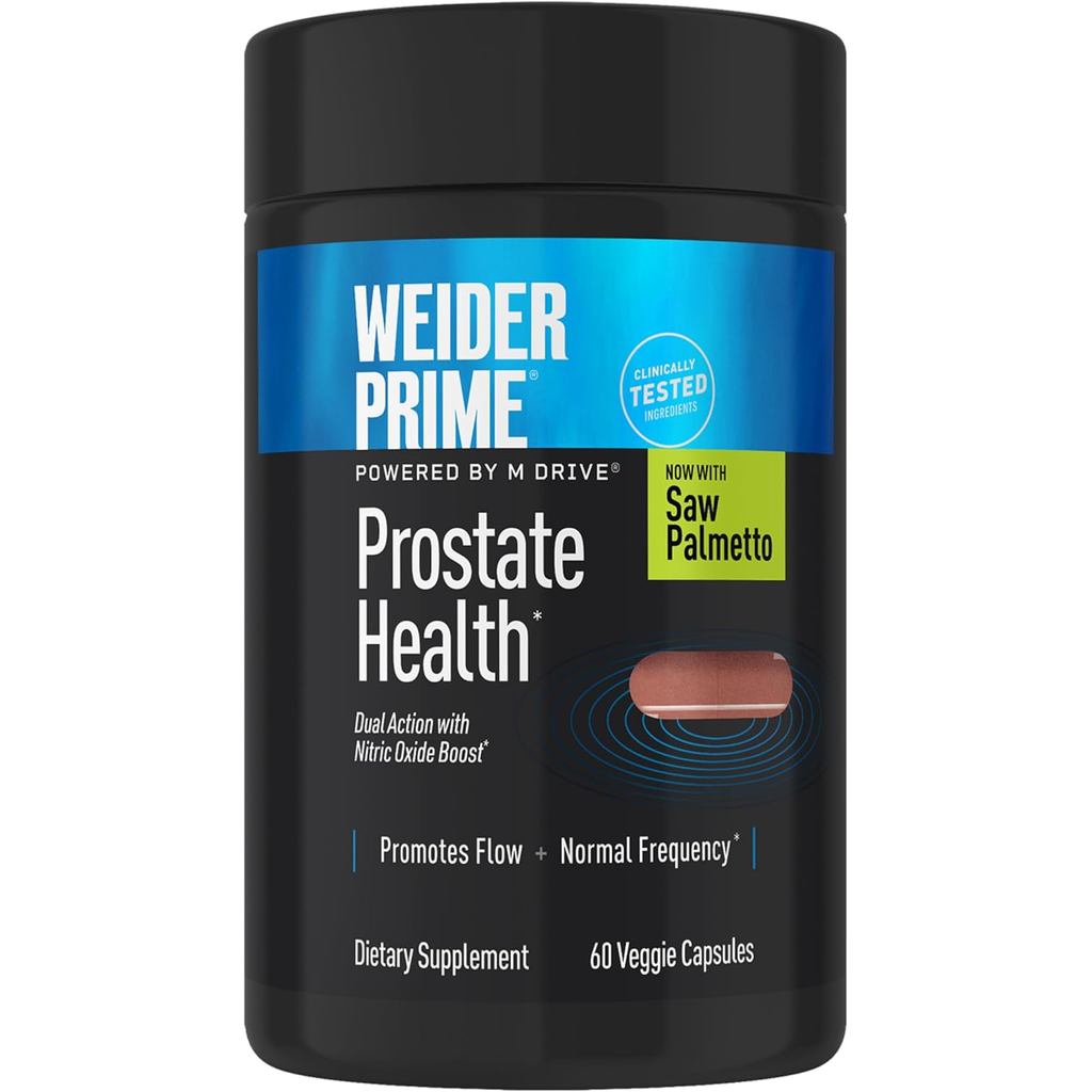 Weider Prime Prostate Health for Men, Saw Palmetto, Dual Action with NO เพิ่ม ส่งเสริมการไหลเวียนและ