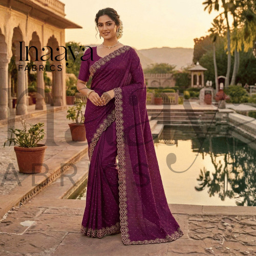 New Stone Work Fabric Saree Collection สําหรับผู้หญิง