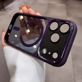หรูหราโปร่งใสแม่เหล็กเคสโทรศัพท์เข้ากันได้สําหรับ ไอโฟน 11 12 13 14 15 16 17 มือโปร สูงสุด บวก อากาศกันชนกันกระแทกกรณีปกปลอก