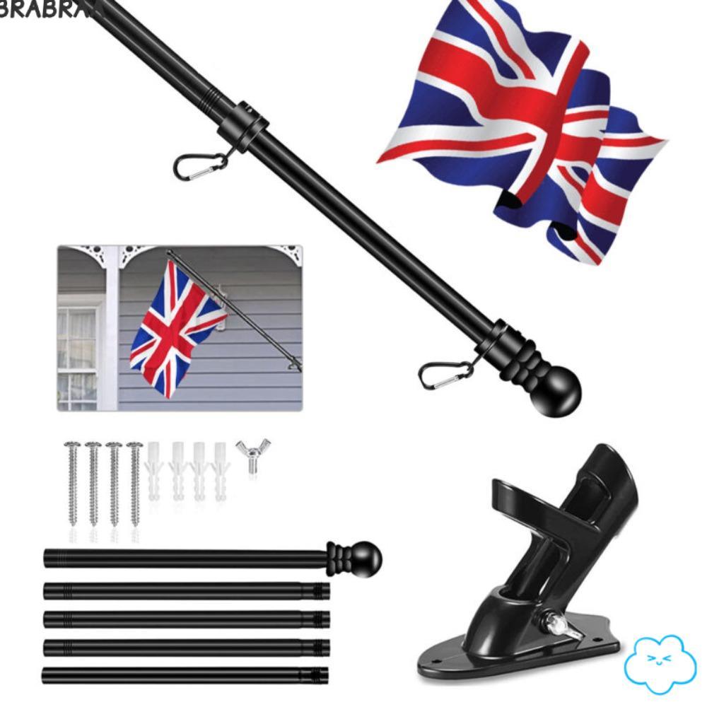 BRABRAA 6ft Flag Pole Holder ฐานยึดผนังแบบพกพาแบบพับได้ Telescopic Flag Pole