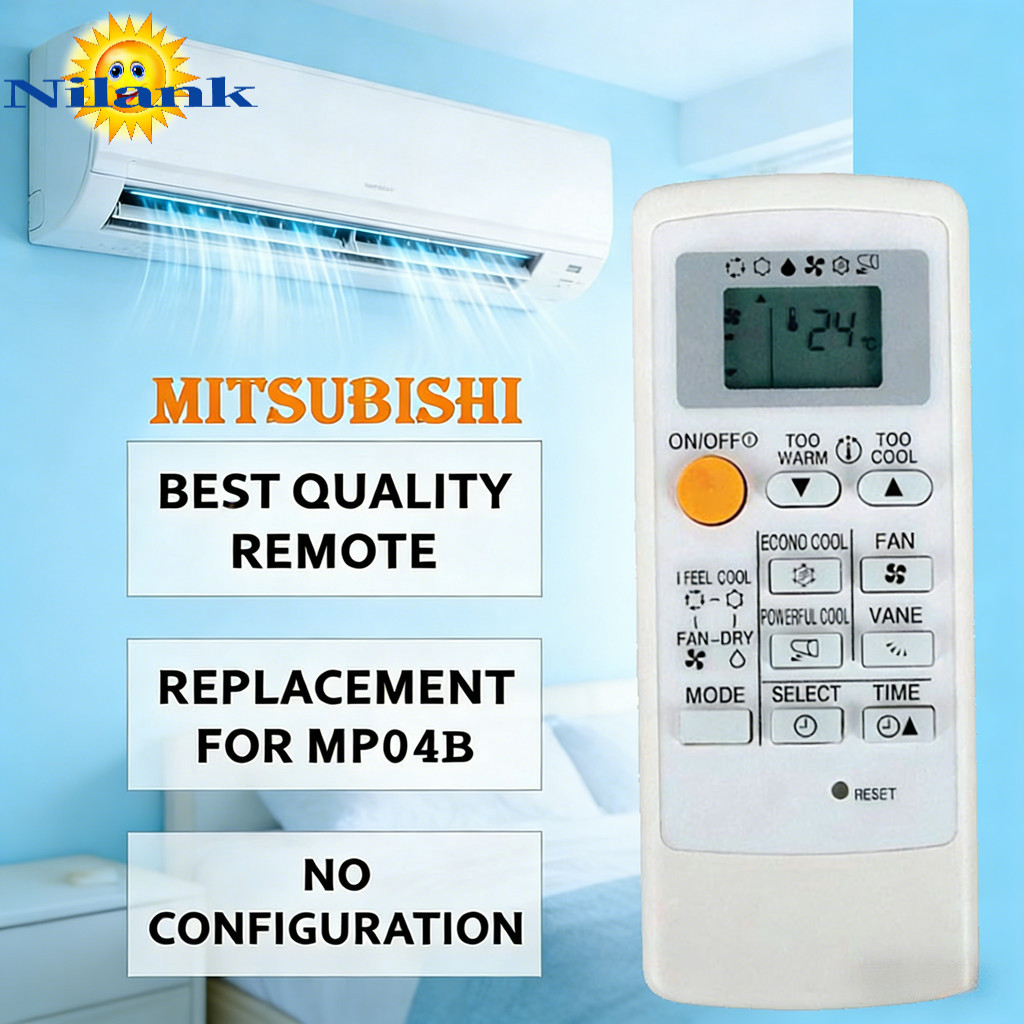 NiLANK รีโมทคอนโทรลแอร์ ไมติสึบะ (ใช้กับเครื่องปรับอากาศแบบแยกส่วน) MP04A MP07A MH08B MH12A KP3AS M0