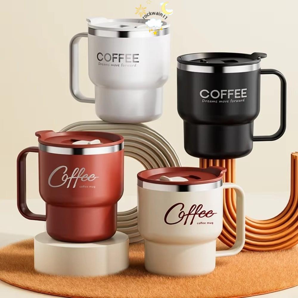 ร็อคเคน11 ถ้วยน้ํา, 304 สแตนเลสพร้อมฝาปิดถ้วยกาแฟฉนวน, ป้องกันน้ําร้อนลวกแบบพกพาพร้อมที่จับถ้วยชาป้องกันการรั่ว