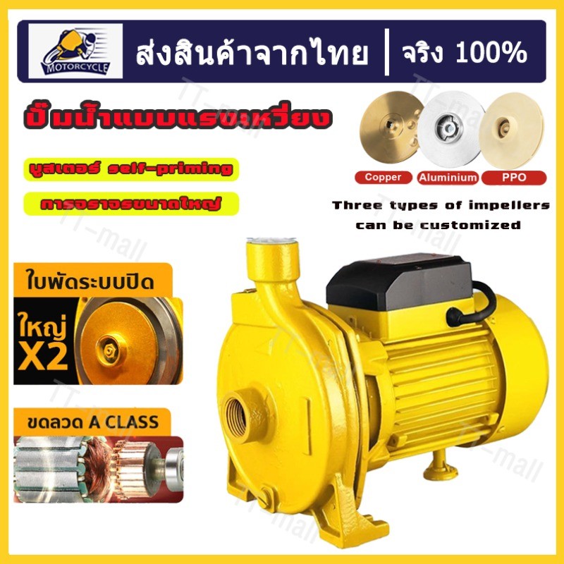 ปั๊มน้ำเกษตร 1HP 220V ใบพัดทองเหลือง ใช้สูบน้ำบ้านและสวน – โปรปัง