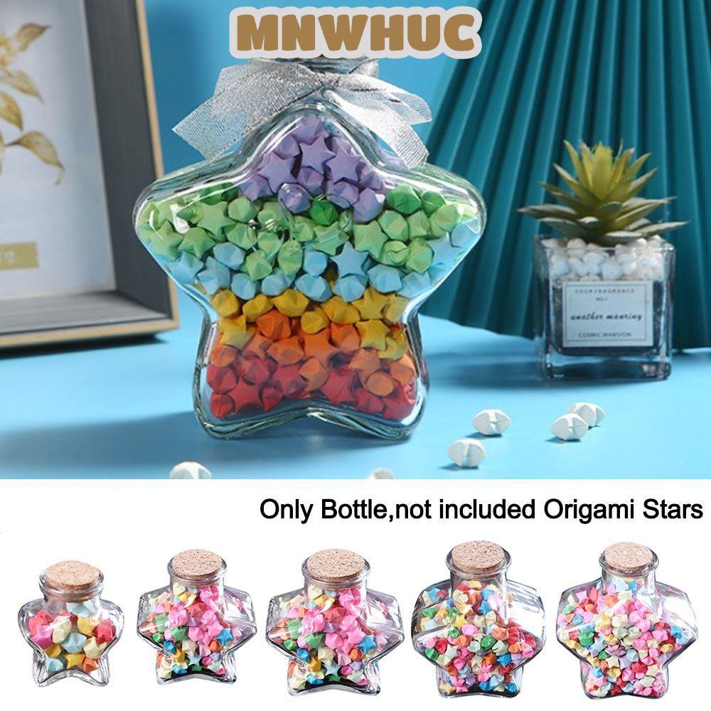 MNWHUC Wishing Bottle, Craft Origami Stars Glass Bottle, DIY Stars Shape Pentagram Storage Bottle Ho