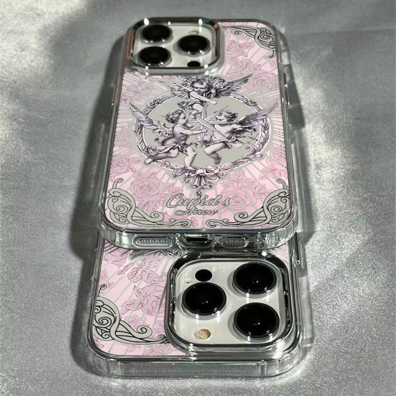 ยุคกลางRetro Cupid Angelเคสโทรศัพท์สําหรับiPhone 17 16 16e 15 14 13 12 11 Pro Max Air X XR XS 7 8 Plus SE2 Clearกันกระแทก