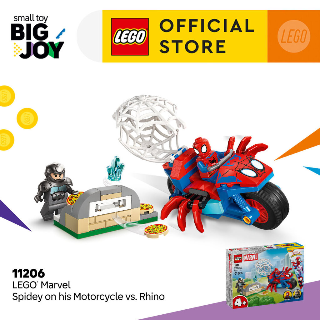 LEGO Spidey 11206 Spidey on his Motorcycle vs. Rhino (61pcs.), Building Blocks, Kids Toy