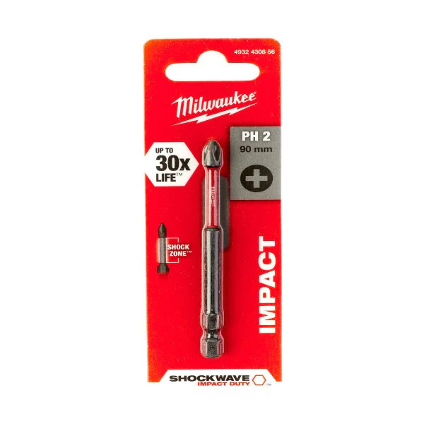 Milwaukee - 4932430856 ดอกไขควง PH2 90 มม. SHOCKWAVE