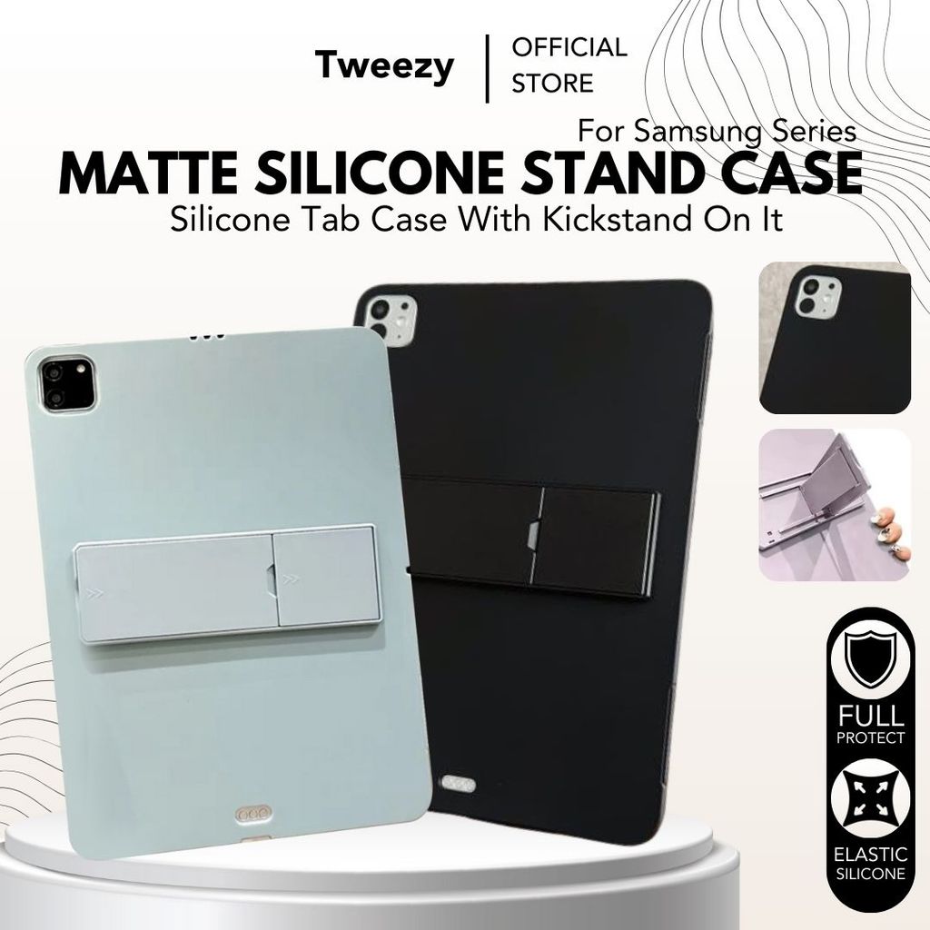 เคสนิ่ม Samsung Tab S9 Plus 12.4" / S9 11" / A9 Plus Matte Silicone Slim กันกระแทกพร้อมขาตั้ง