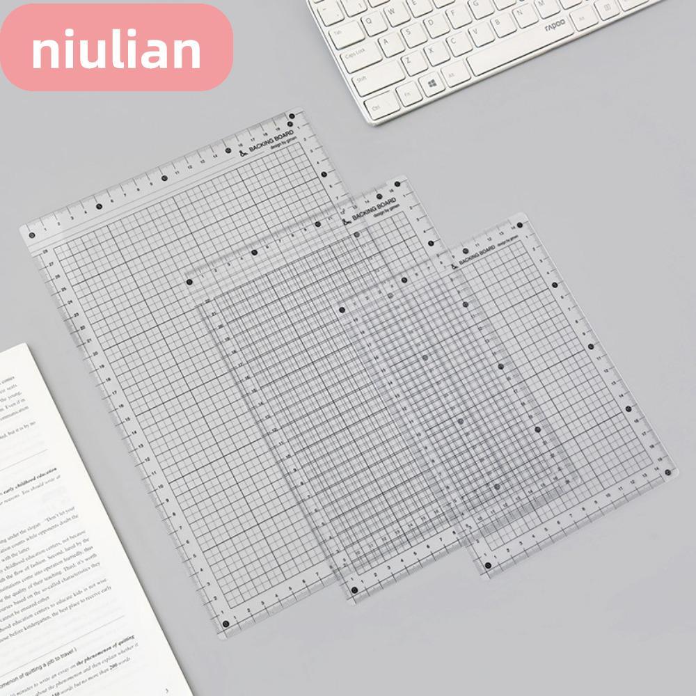 ไม้บรรทัดขนาดกริด NIULIAN, แผ่นเรียนรู้พลาสติก A4/B5/A5, เครื่องเขียนทดสอบกระดานเขียนกันลื่นแบบใส