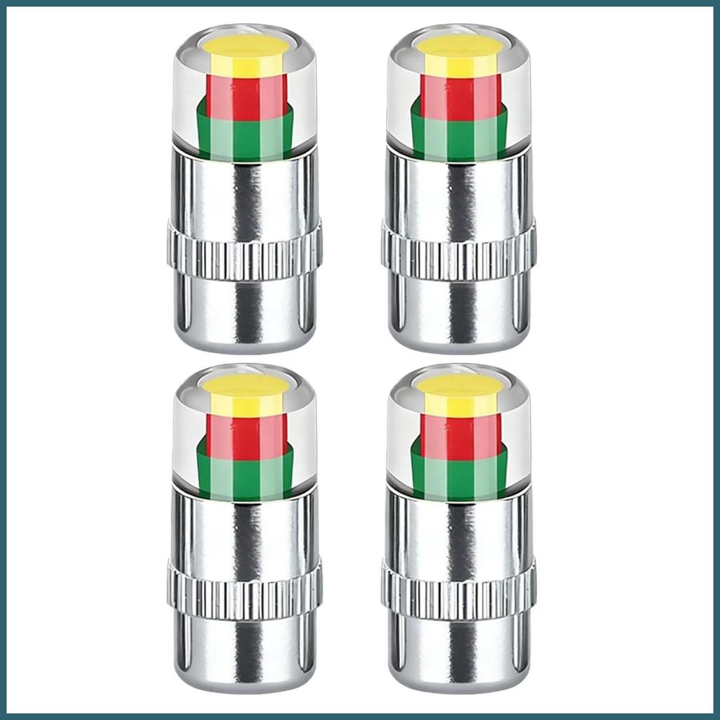 ความดันยางวาล์ว 4 ชิ้น 2.4bar 36psi 3 สี Easy To อ่าน Monitor วาล์ว Stem Caps สําหรับรถยนต์ novth