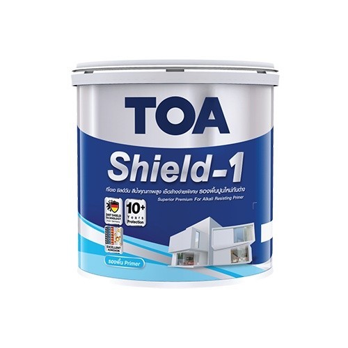 TOA ชิลด์วัน สีรองพื้นปูนใหม่ E1000 ขนาด 18 ลิตร ถังใหญ่ กันด่าง เกรด 10 ปี Shield 1 ทนด่างพิเศษ