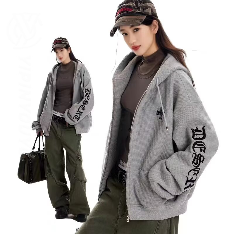 GKSSS High Street Style Waffle Hooded Sweatshirt Mens Coat Niche High-Grade Top