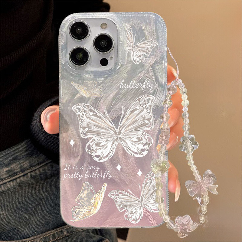 สร้อยข้อมือผีเสื้อแฟนตาซีหวานขนนกกรณีโทรศัพท์ เคส5 13 11 17 air 12 16 14 Pro Max X XR XS Max 14 15 7 8 Plus ราคา ถูกที่สุด ดีลบีเคเค แกลเลอรีภาพที่ 7