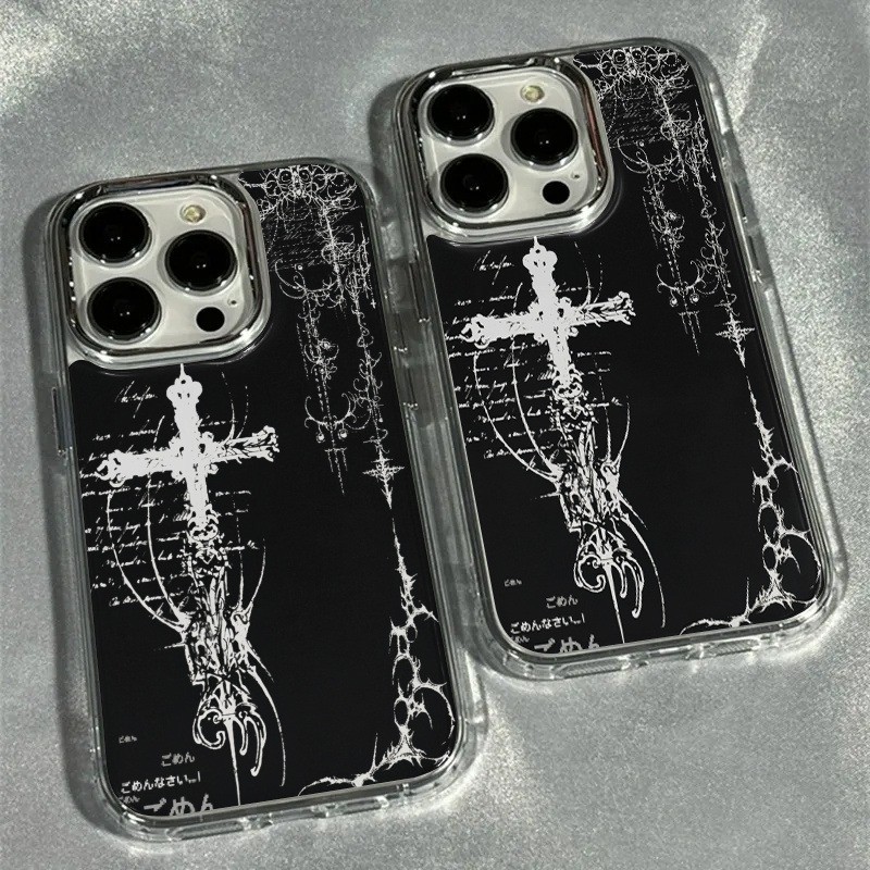 Dark Art Cross กรอบนุ่มเคสโทรศัพท์สําหรับ IPhone 17 16 Pro Max 15 14 13 12 11 XS X XR 7 8 Plus 16e SE2 Air กันกระแทก