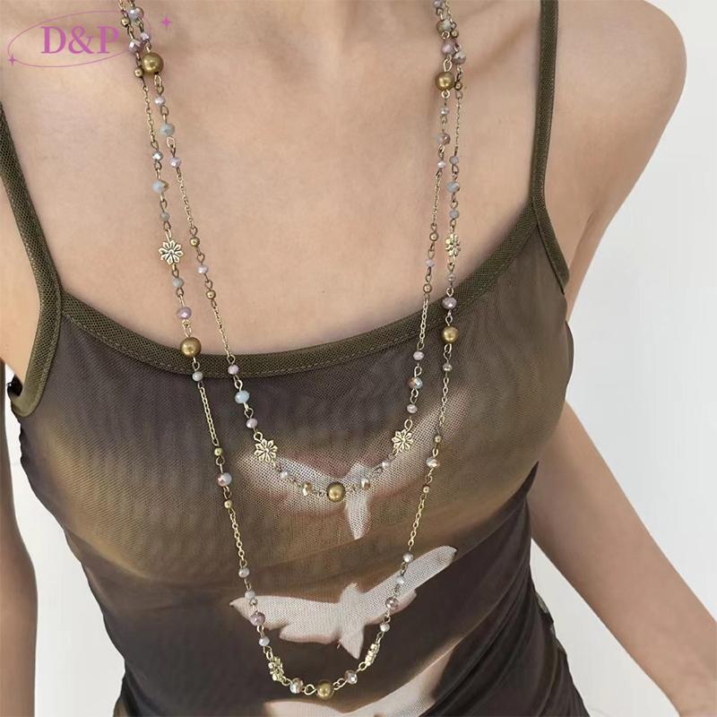 Solitudered Bohemian Beaded Long Sweater Necklace Womens Fashion Stackable Long Necklace VN