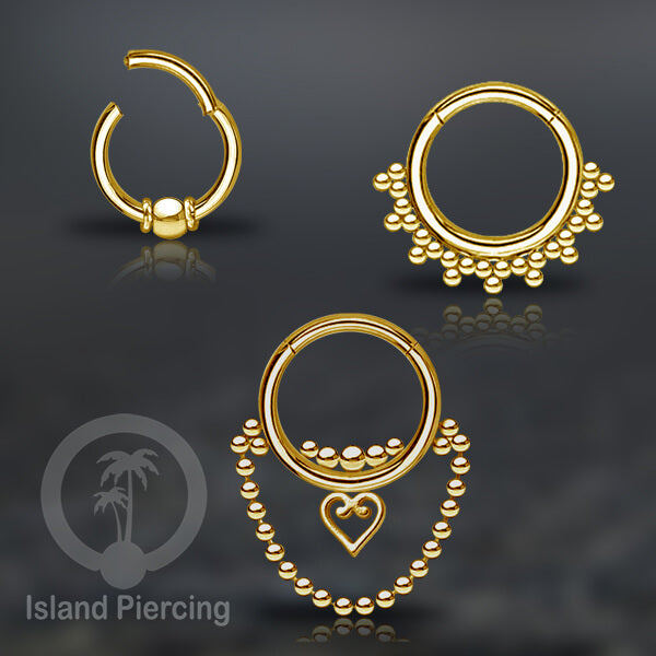 ต่างหูสแตนเลส Clicker Septum Piercing Tragus, Daith, Helix gold สี