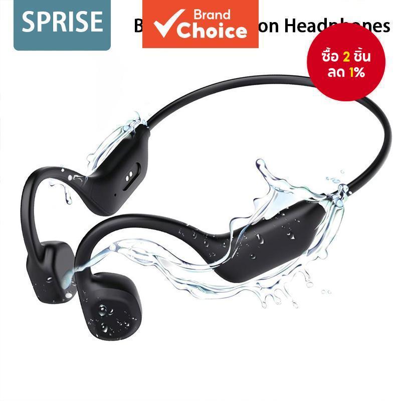 SPRISE Bone Conduction หูฟังกันน้ําพร้อมไมโครโฟนสําหรับปีนเขาวิ่งขี่จักรยานเดินป่า