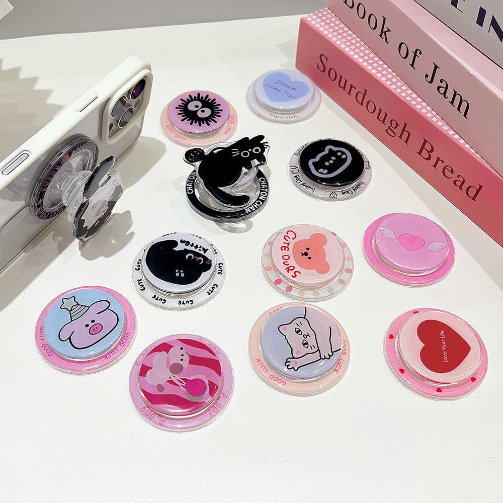 Magnetic ที่วางโทรศัพท์ทำจากอะคริลิคอีพ็อกซี่ ที่วางโทรศัพท์แบบพับได้รูปหัวใจ 3 มิติ ทำจากโลหะ พร้อมแม่เหล็กสำหรับยึดติด