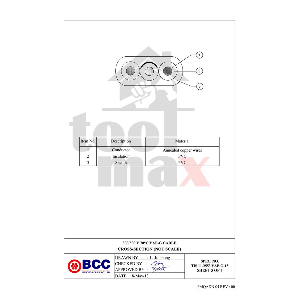 BCC บางกอกเคเบิ้ล สายไฟ VAF-GRD 2×1.5/1.5, 2×2.5/2.5,2×4/4  ความยาว 20M. 30M. ม้วนสำเร็จ ราคา ถูกที่สุด ดีลบีเคเค แกลเลอรีภาพที่ 8