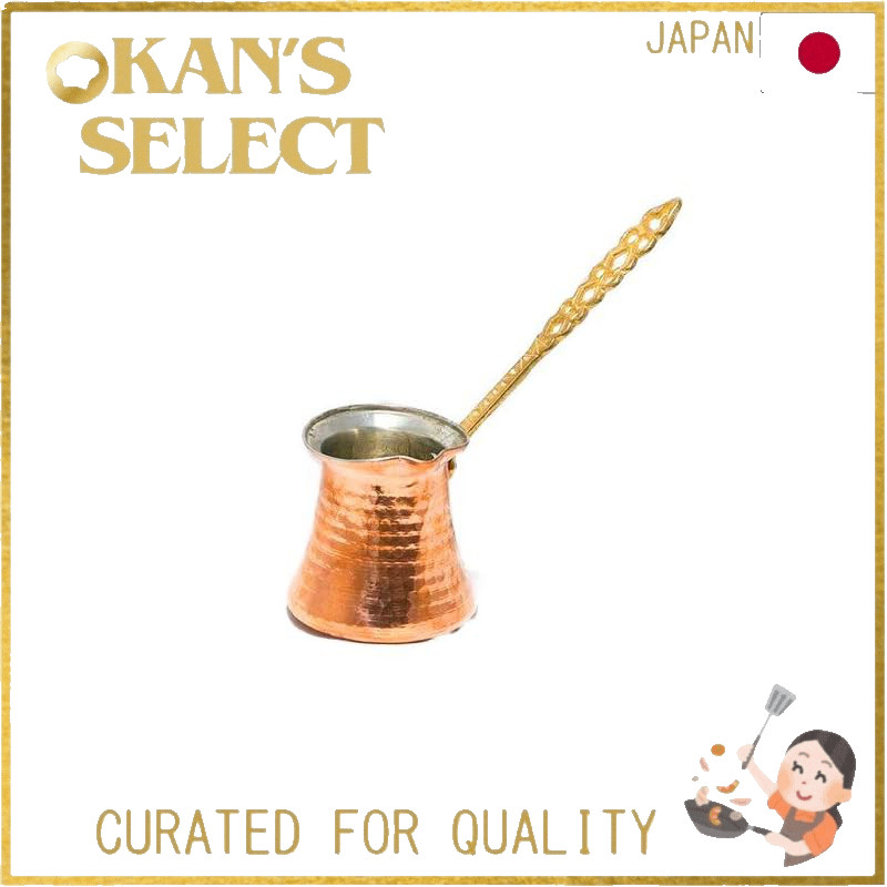 Authentic Turkish Copper Ibrik with Wooden Handle - Serves 3 Cups of Turkish Coffee,Direct from Japa