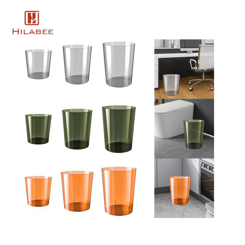 [hilabee] โปร่งใสถังขยะคอนเทนเนอร์ขยะ Home Office Dustbin PET Waste Collection Bin สไตล์โมเดิร์นเหมา