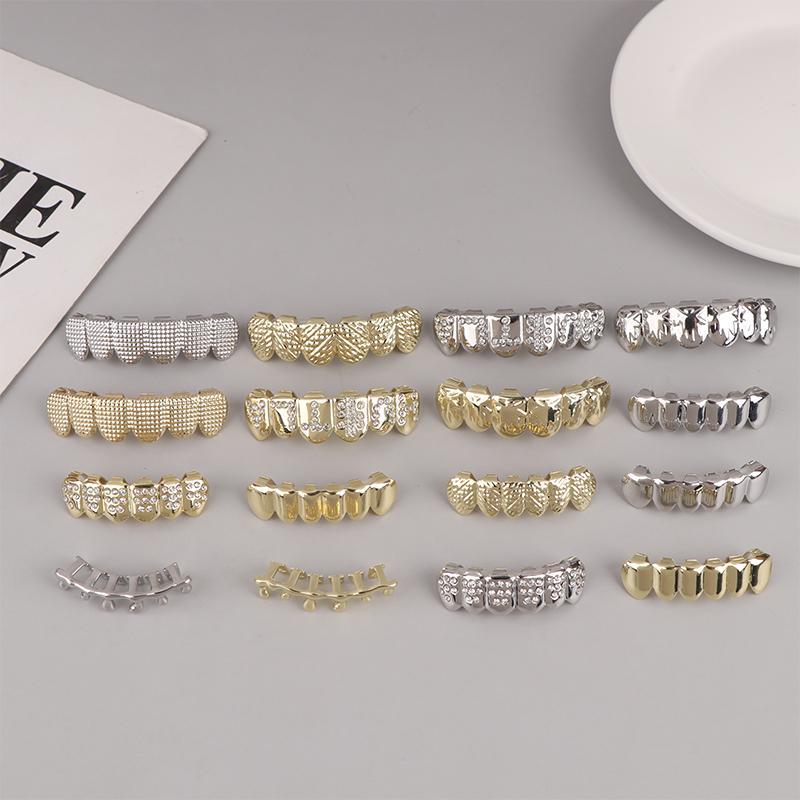 BBTH Hip Hop ฟันโลหะ Grillz ทองเงินสีฟัน Grillz ฟันที่ถอดออกได้ Punk คอสเพลย์ปาร์ตี้ฟันย่างเครื่องประดับทันตกรรม Vary