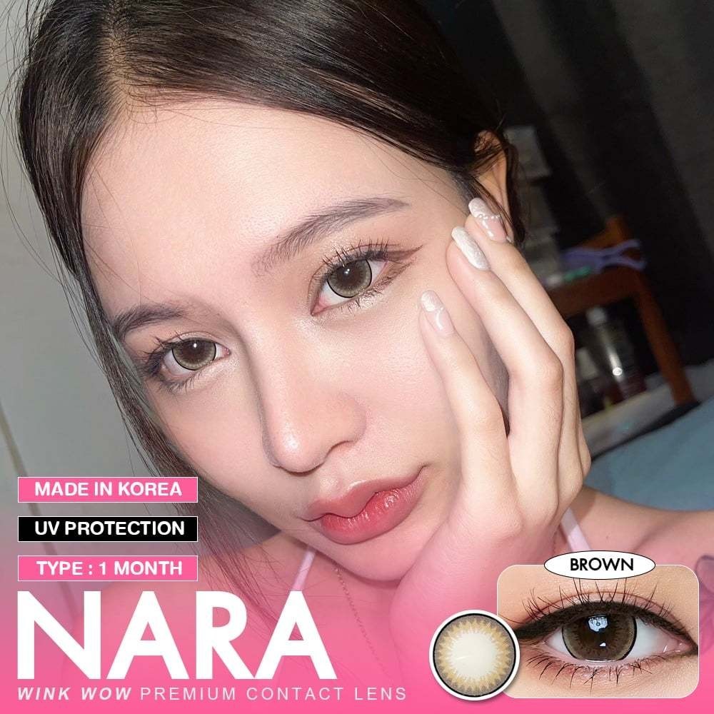 💖คอนแทคเลนส์ - รุ่น Nara (Wink)💖Size : L💖สี : brown / gray