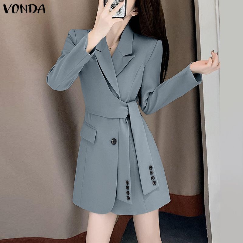 VONDA ชุดสั้นแขนยาวสไตล์เกาหลี เหมาะสำหรับการเดินทาง - รูปที่ 4