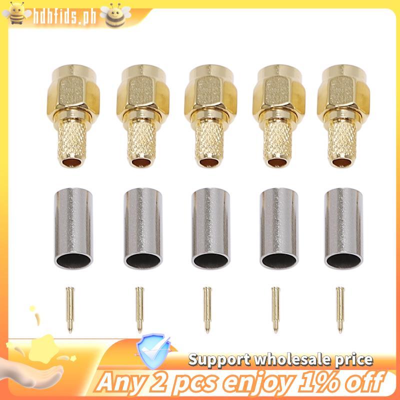 [ในสต็อก]-5 ชิ้น SMA ชายปลั๊กขั้วต่อ Coaxial Crimp สําหรับ RG58 RG142 RG400 LMR195 RG223