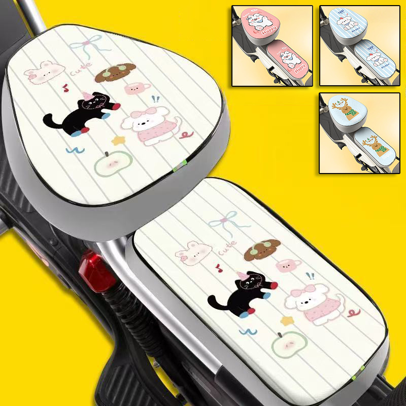 COD ฝาครอบเบาะจักรยานไฟฟ้า ลายการ์ตูน กันน้ำ มีแถบสะท้อนแสง ป้องกันรอยขีดข่วน