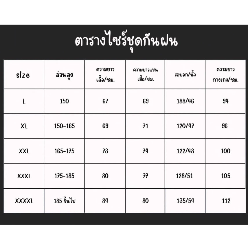 ชุดเสื้อคลุมและกางเกงกันฝน ชุดกันฝนสำหรับผู้ชายและผู้หญิง thumbnail 10