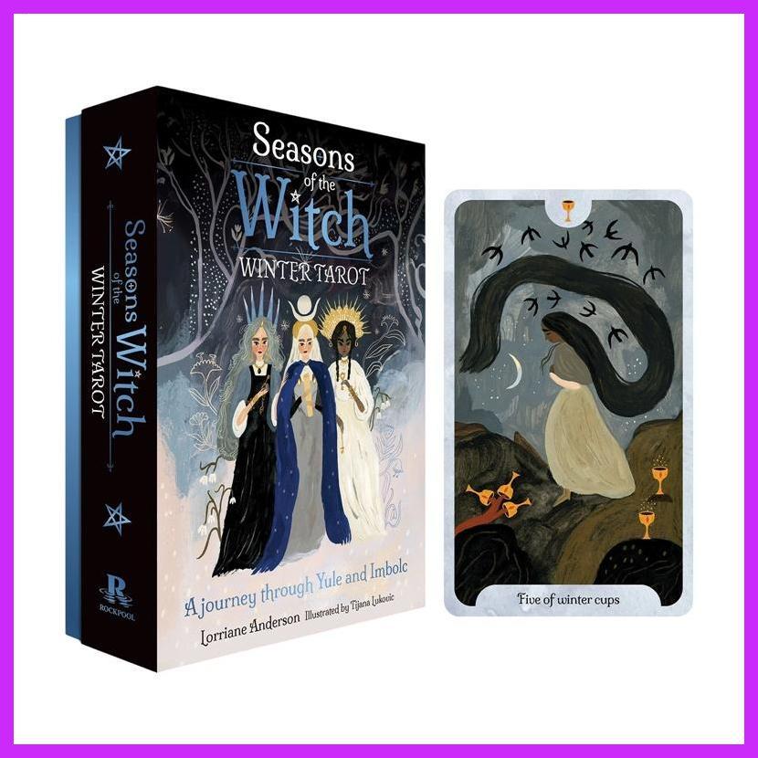 [Seasons of the Witch Winter Tarot] ไพ่ทาโรต์ดาดฟ้าทํานายโต๊ะของเล่นสะสมการ์ดเกมสําหรับผู้เริ่มต้นเยาวชนผู้ใหญ่ครอบครัว Gathering Travel tayenith